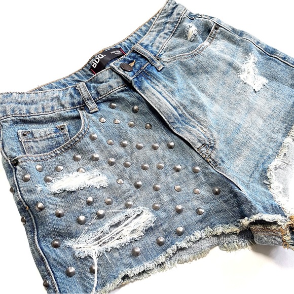 BDG Urban Outfitters Studded Distressed Denim Shorts - Picture 1 of 8